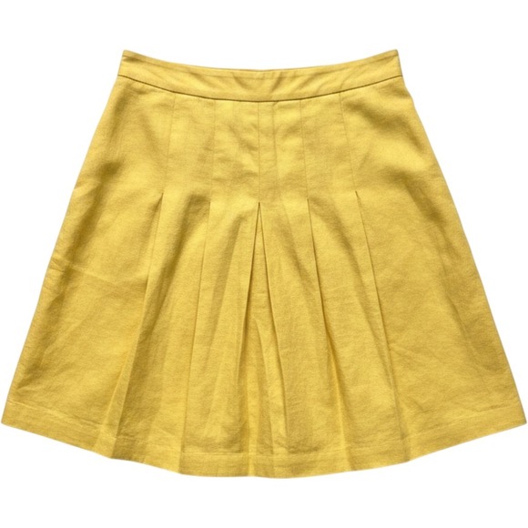 Banana Republic Dresses & Skirts - Banana Republic Yellow Linen Cotton Pleated A-Line Mini Skirt Size 6